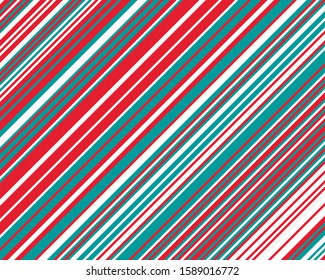 Red lines on green background. Traditional classic ornament. Christmas vector. Holiday background. Winter xmas decoration illustration. Holiday card. Striped patern.