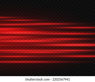 Líneas rojas, rayos. Fondo de textura de película con transparencia de luz sobre fondo transparente. Gráficos vectoriales