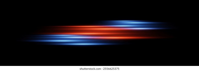 Red lines of speed and light movement, horizontal effect. On a black background.