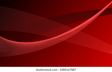 Rote Linien Wellenkurven mit glattem Gradienten Abstrakter Hintergrund