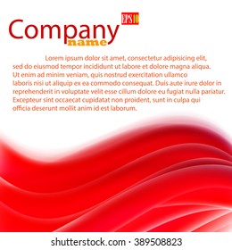Red lines, wave motion, abstract background for business, flyer, brochure, booklet and websites design, Vector