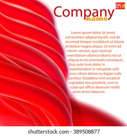 Red lines, wave motion, left, abstract background for business, flyer, brochure, booklet and websites design, Vector