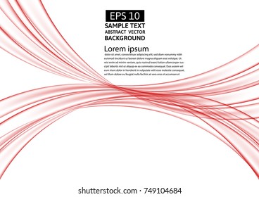 Red lines wave transparent abstract vector background