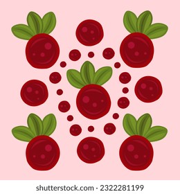 Red lingonberry flat vector illustration. Cute red lingonberry fruit cartoon vector illustration for graphic design and decorative element