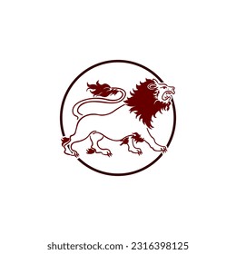 Red Lion circle logo design