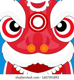 Red lion dance of chinese. vector illustration