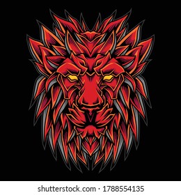 Red Lion Head  Logo Illustration