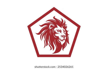 red lion head logo, silhouette of great king of the jungle face vector illustrations