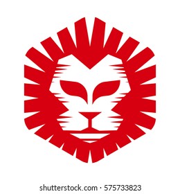 Red Lion Head Logo Template Stock Vector (Royalty Free) 575733823 ...