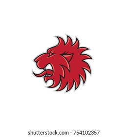 Red lion head mascot for a sport team. Vector illustration.