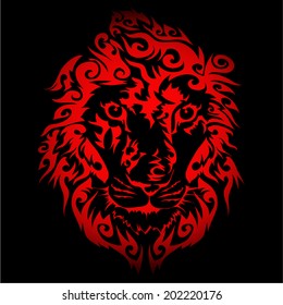 Red lion head vector.