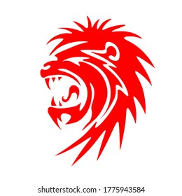 Red lion head vector icon logo template design