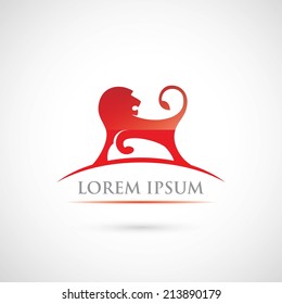 Red lion label - vector illustration