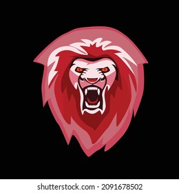 red lion vector on black background