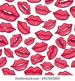 Patrón sin costuras de labio rojo femenino