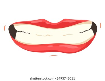 Red lip female. Woman expressed emotion, beauty concept. Modern flat vector design illustration