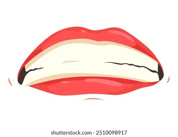 Red lip female. Woman expressed emotion, beauty concept. Modern flat vector design illustration