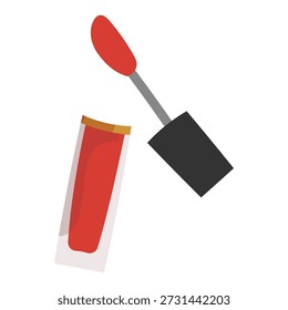 Red lip gloss vector illustration, makeup, beauty product