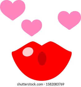 Red lip icon and heart marks