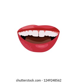 Red lip icon isolation on white background. Vector ilustration