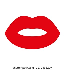 Icono de labio rojo. Ilustración del vector aislada en fondo blanco
