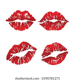 Red Lip Kiss Mark Vector Illustration