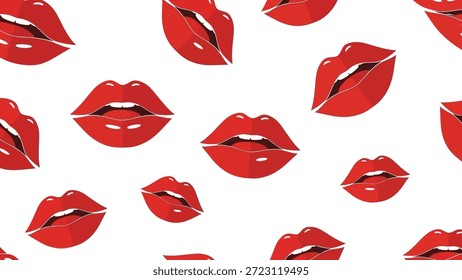 Red Lip Pattern: An arrangement of vibrant red lips, showcasing the various shapes and sizes, perfect for adding a touch of bold glamour and passion.