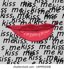 red lip picture with the words kiss me.