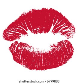 Red lip print, representing love, kissing and romance; especially good for Valentine's Day projects