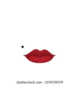 Red Lip Stick On Lips With Birth Mark  Poster - Ready To Print On Canvas, Notebooks, Mugs Or T-shirts