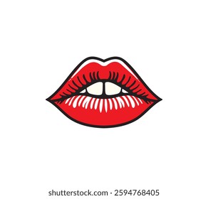 Red Lip Vector Illustration, Red Lipstick Vector Image, Beauty Cosmetic Red Lips Vector Image, Make Up Lips Vector Image.