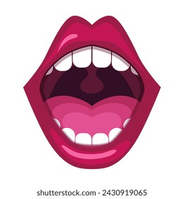 Ilustración vectorial de labios de mujer sexy que expresan diferentes emociones, como sonrisa, beso, boca medio abierta, morderse el labio, lamerse los labios, lengua fuera. Aislado en blanco.