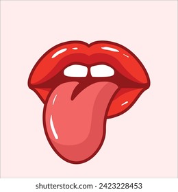 Red lips cartoon vector illustration