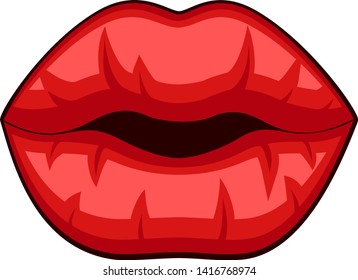 Red lips closeup on a white. Logotype