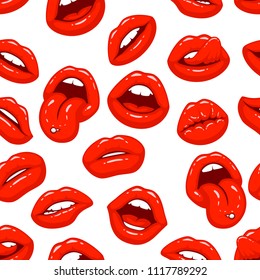 Red lips, a collection of different shapes, texture background. Vector illustration
