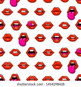 Red lips, a collection of different shapes, texture background. Vector illustration