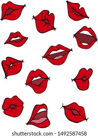 Red lips, a collection of different shapes