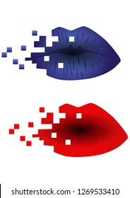 Red lips collection. Vector illustration of sexy woman's lips expressing different emotions, such as smile, kiss, half-open mouth, biting lip, lip licking, tongue out. Isolated on white.