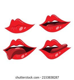 Red Lips Collection Vector Illustration Sexy Stock Vector (Royalty Free ...