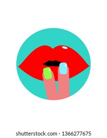Red lips and colored nails