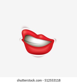 Red lips curl - vector illustration

