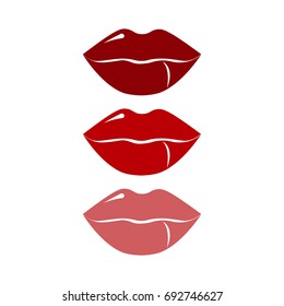 red lips of different shades of lipstick, vector illustration