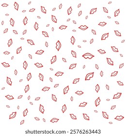 Red Lips and Doodle Hand Drawn Art Pattern