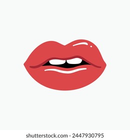 Red lips doodle modern hand drawn print