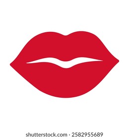 Red lips doodle style Hand drawn trendy flat style love isolated icon Romantic symbol of love for web graphic design poster tattoo Valentines Day Greeting card line art Vector illustration