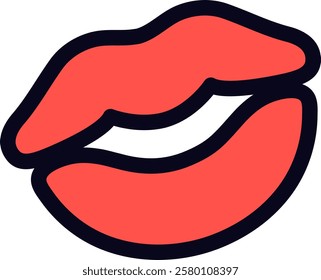 Red lips emoji symbolizing a kiss or expression of love.