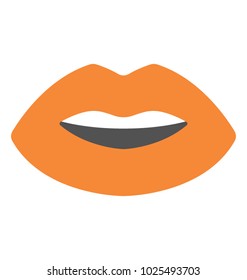 
Red lips, fashion and beauty, flat vector icon 
