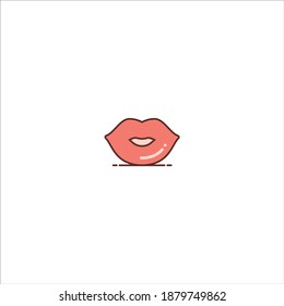 RED LIPS FILLED LINE ICON