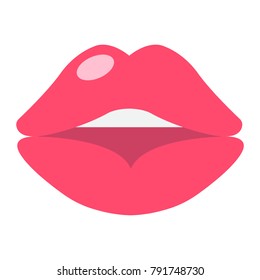 Red lips flat icon, valentines day and romantic, kiss sign vector graphics, a colorful solid pattern on a white background, eps 10.
