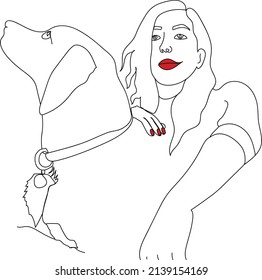 Red Lips Girl and Her Dog